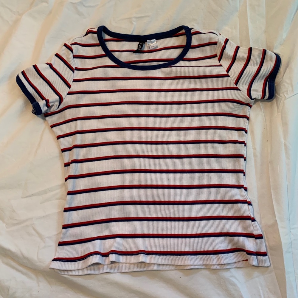 DIVIDED stretch knit ringer tee